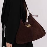 Fendi Suede Chocolate Brown Hobo GHW