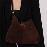 Fendi Suede Chocolate Brown Hobo GHW