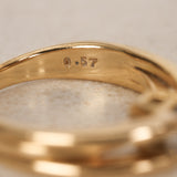 1980s 18K Yellow Gold and Diamond Art Deco Bypass Ridge Ring, Size US 5.75