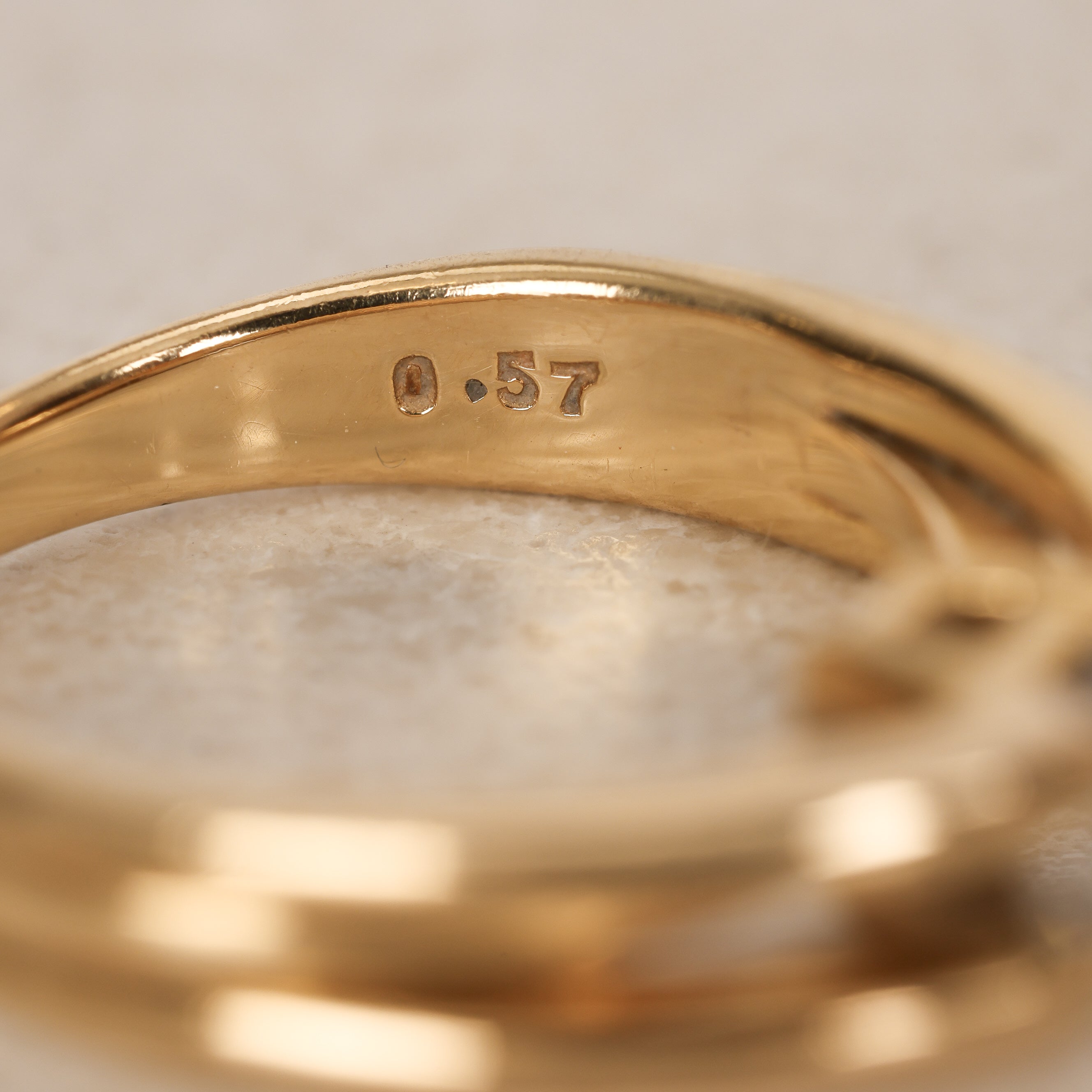 1980s 18K Yellow Gold and Diamond Art Deco Bypass Ridge Ring, Size US 5.75