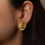 Chanel 1995 Milgrain Oval Clip-On Earrings