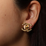 Chanel 1995 CC Turnlock Clip-On Earrings 24k GP