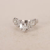 Platinum Diamond Cascade Pointed Ring, Size US 6