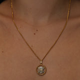 Celine Crystal Triomphe Round Pendant Necklace
