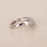 Platinum Diamond Cascade Pointed Ring, Size US 6