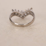 Platinum Diamond Cascade Pointed Ring, Size US 6