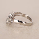 Platinum Diamond Cascade Pointed Ring, Size US 6