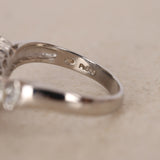Platinum Diamond Cascade Pointed Ring, Size US 6