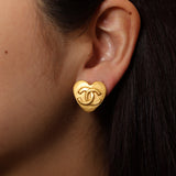 Chanel 1995 Mini Matte Heart Clip-On Earrings