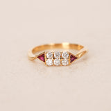 Mouawad 18K Yellow Gold Diamond and Ruby Twist Ring, Size US 4.5