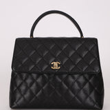 Chanel 2001 Caviar Kelly Turnlock Top Handle 24K GP