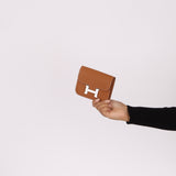 Hermès Gold Epsom Constance Slim Wallet w/ Custom Strap PHW