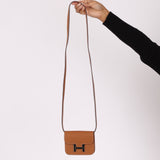 Hermès Gold Epsom Constance Slim Wallet w/ Custom Strap PHW