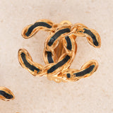 Chanel 2002 Enamel CC Clip-On Earrings 24K GP