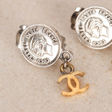 Chanel 1996 Coco Silver and Gold Clip-On Earrings