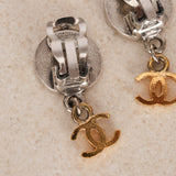 Chanel 1996 Coco Silver and Gold Clip-On Earrings