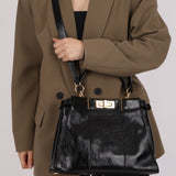 Fendi Black Agnello Old Shine Small Peekaboo