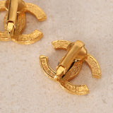 Chanel CC Crystal Clip-On Earrings 24K GP