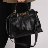 Fendi Black Agnello Old Shine Small Peekaboo