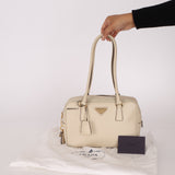 Prada Saffiano Ivory Leather Top Handle