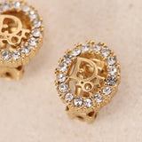 Dior Oblique Crystal Oval Clip-On Earrings