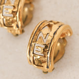 Chanel Logo Cutout Clip-On Huggie Earrings 24K GP