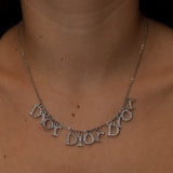 Vintage Dior 90's Triple Logo Crystal Letter Charms Necklace