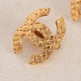 Chanel CC Woven Clip-On Earrings 24K GP