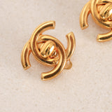 Chanel 1996 Small CC Turnlock Clip-On Earrings 24K GP