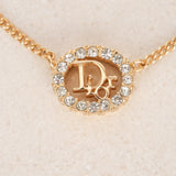 Dior Oblique Crystal Oval Pendant Necklace