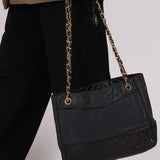 Chanel 1986 Vintage Navy Lambskin Chain Tote