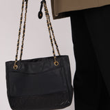 Chanel 1986 Vintage Navy Lambskin Chain Tote