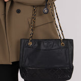 Chanel 1986 Vintage Navy Lambskin Chain Tote