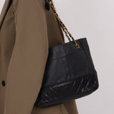 Chanel 1986 Vintage Navy Lambskin Chain Tote