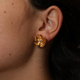 Chanel 2003 Flower Pearl Stud Earrings 24k GP