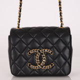 Chanel 2021 Crystal CC Full Flap Bag Quilted Lambskin Mini