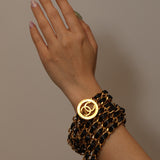 Vintage Chanel 24K GP Lambskin Double Chain Belt