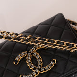 Chanel 2021 Crystal CC Full Flap Bag Quilted Lambskin Mini