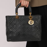 Christian Dior 1990s Vintage Cannage Leather Medium Lady