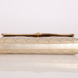 Rare Chanel 1995 Metallic Gold Matelasse Lambskin Turnlock Clutch 24K GP