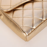 Rare Chanel 1995 Metallic Gold Matelasse Lambskin Turnlock Clutch 24K GP