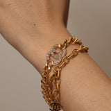 Chanel 2022 Crystal Logo Curb Chain Necklace
