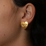 Chanel 1995 Mini Matte Heart Clip-On Earrings 24k GP
