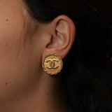 Chanel 1993 Medallion Clip-On Earrings 24k GP