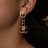 Chanel 1996 Turnlock Dangle Earrings 24k GP