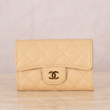 Chanel Beige Quilted Caviar Classic Flap Cardholder