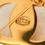 Chanel 1996 CC Crystal Turnlock Brooch 24K GP