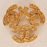 Chanel 1994 Aged Matte Triple CC Brooch 24K GP