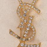 Yves Saint Laurent Crystal Logo Brooch