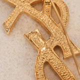 Yves Saint Laurent Crystal Logo Brooch